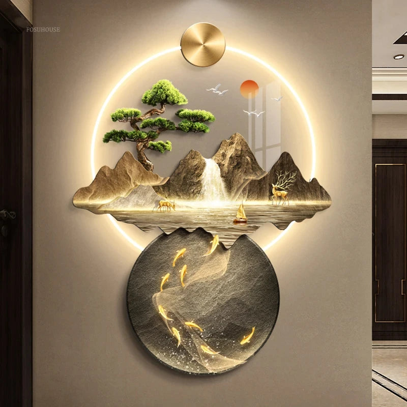 Bonsai Tree Mountain Decoration Wall Lamp