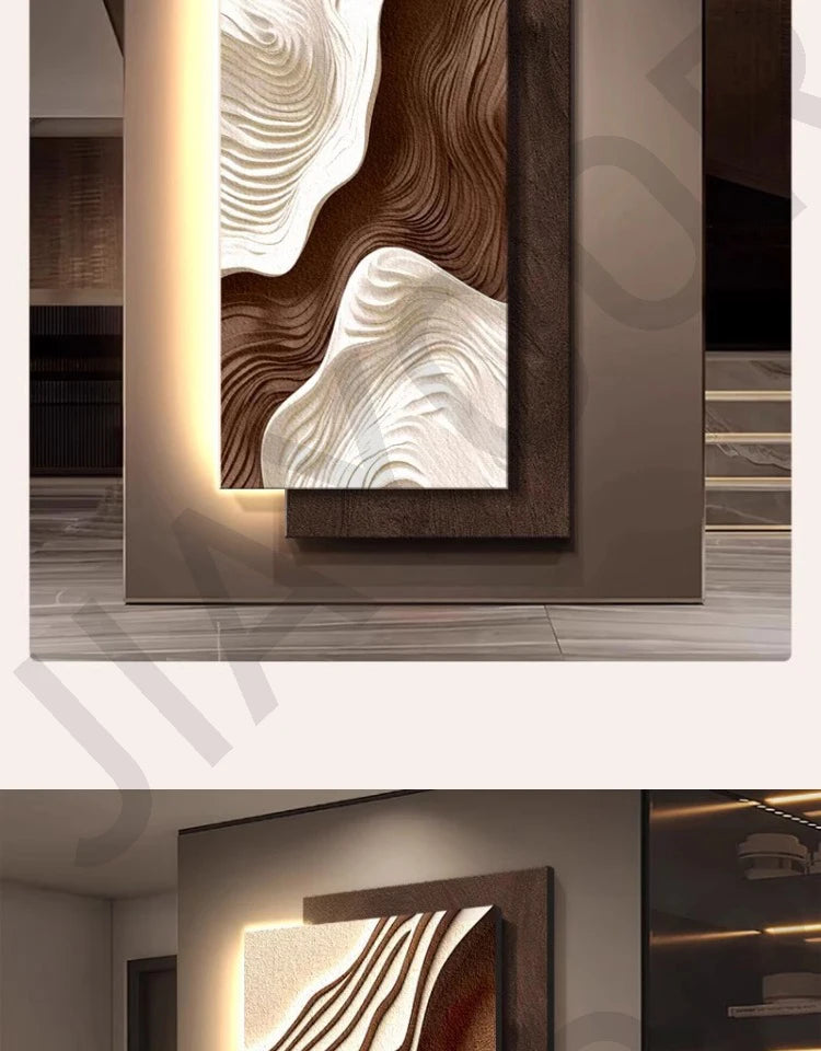 Three Dimensional Sandstone Texture Hanging Painting Room Decoration Interior Wall Light Wall Art Bedroom Decoration Led Lights