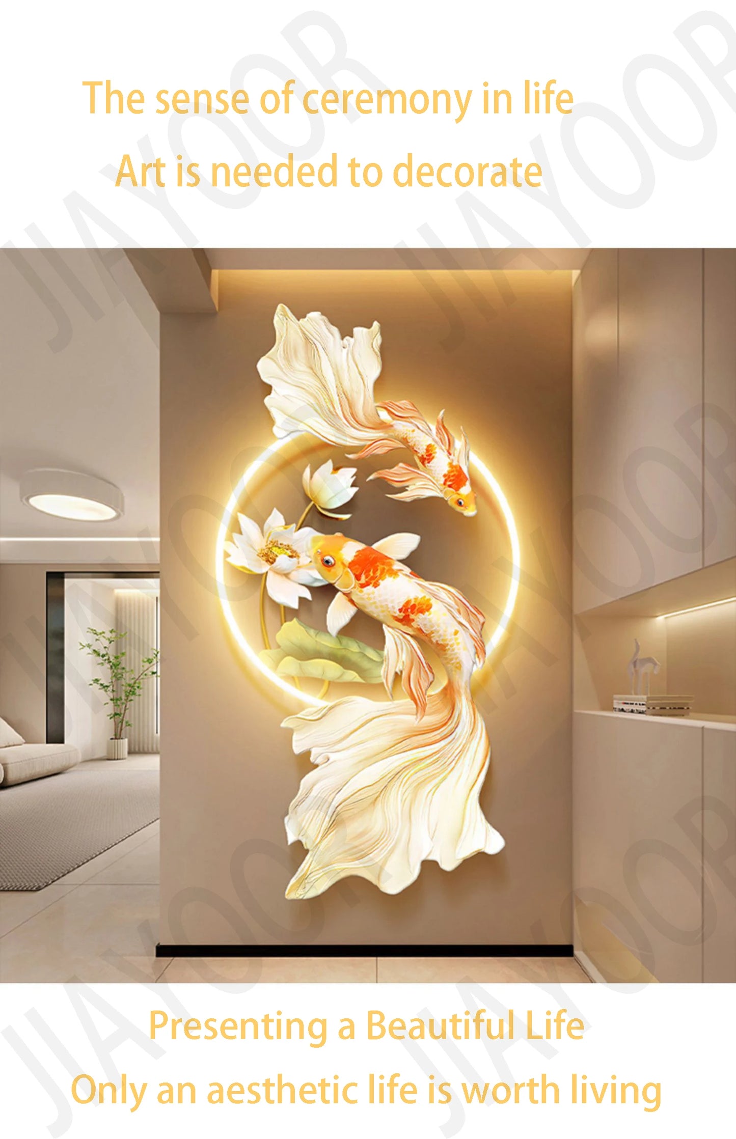 Koi Fish Lotus Hanging Wall Lamp