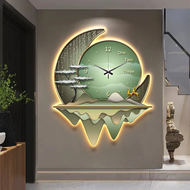 Painting Creative Clock Wall Lamp