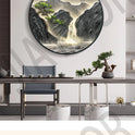 Entrance Foyer Decoration Painting High Mountains Flowing Water Landscape Hanging Painting Led Light Wall Lamp Home Wall Decor