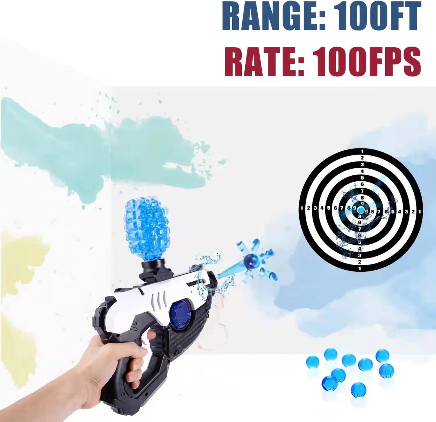 Splatter Gel Ball Blaster Tracer with 5000 Gel Beads, Backyard Fun and Outdoor Activities-Fighting Shooting Games for Kids