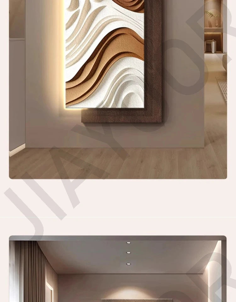 Three Dimensional Sandstone Texture Hanging Painting Room Decoration Interior Wall Light Wall Art Bedroom Decoration Led Lights