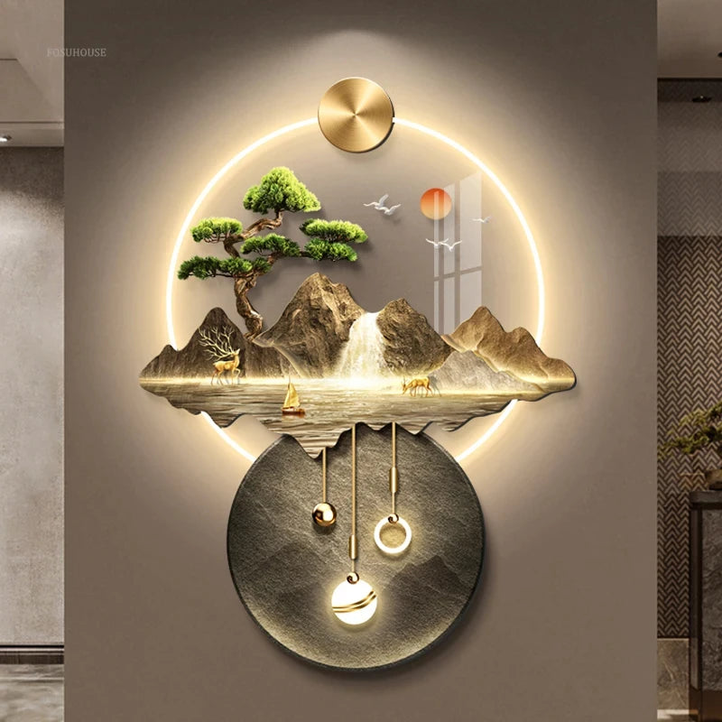 Bonsai Tree Mountain Decoration Wall Lamp