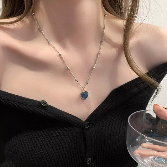 Thermochromic Mood Monitor Heart Pendant Necklace Color Change As Emperature Women Girls Clavicle Chain Necklaces Lover Jewelry