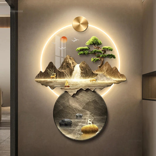 Bonsai Tree Mountain Decoration Wall Lamp