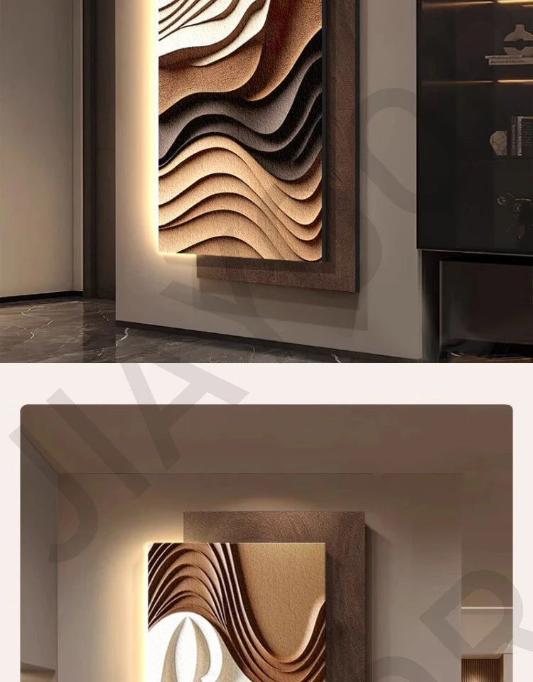 Three Dimensional Sandstone Texture Hanging Painting Room Decoration Interior Wall Light Wall Art Bedroom Decoration Led Lights