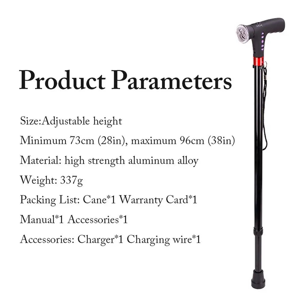 Telescopic Folding Cane With Alarm LED Radio