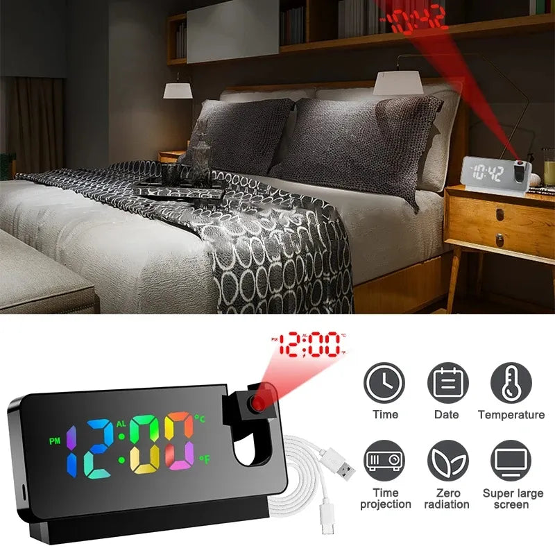 180° Rotation LED Digital Alarm Clock