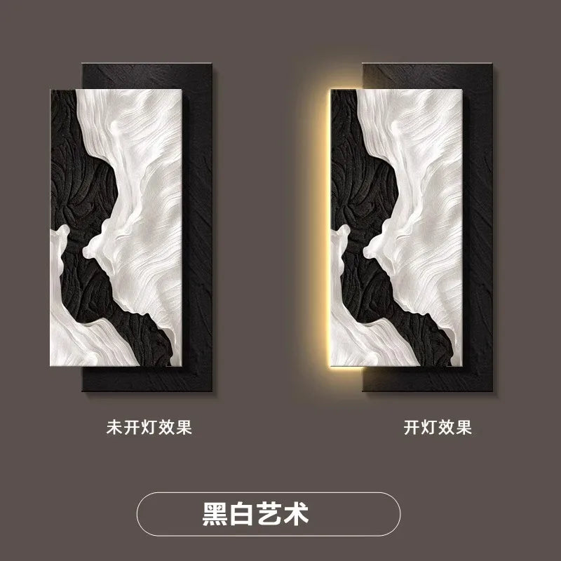 Three Dimensional Sandstone Texture Hanging Painting Room Decoration Interior Wall Light Wall Art Bedroom Decoration Led Lights