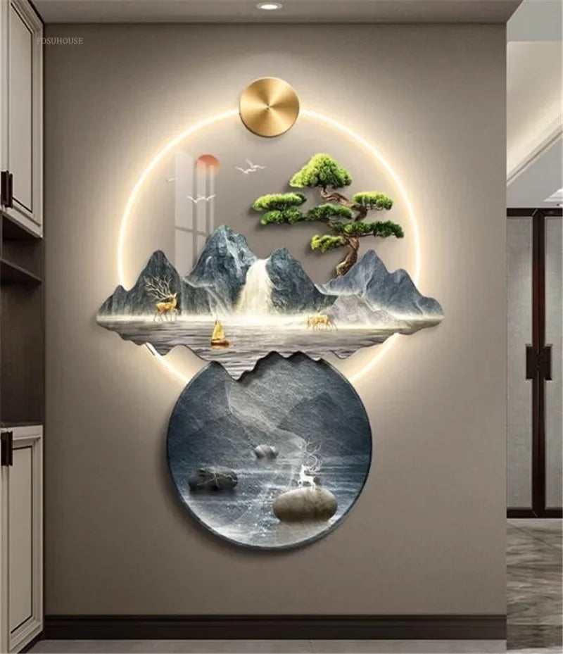 Bonsai Tree Mountain Decoration Wall Lamp