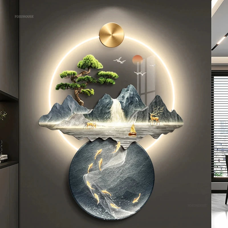 Bonsai Tree Mountain Decoration Wall Lamp