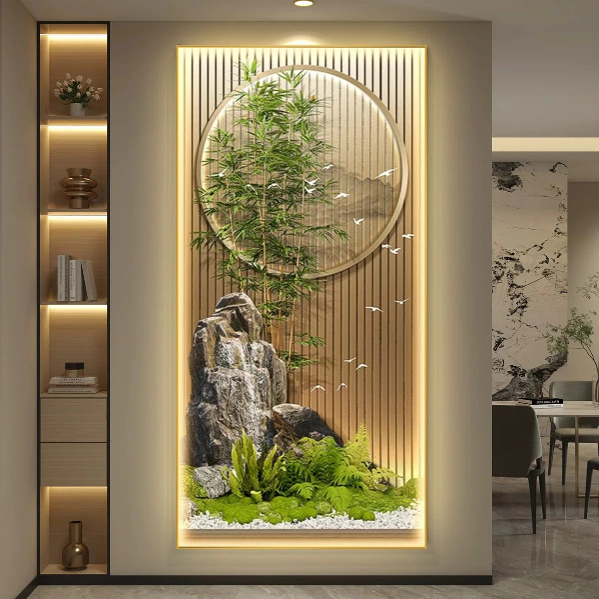 Bamboo Led With Lights Landscape Scenery  Corridor Hanging Paintings Room Decoration Home Decorations Wall Lamp Bedroom Mood