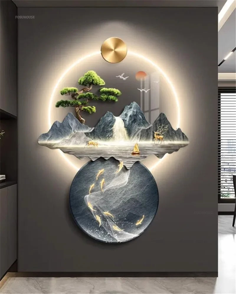 Bonsai Tree Mountain Decoration Wall Lamp