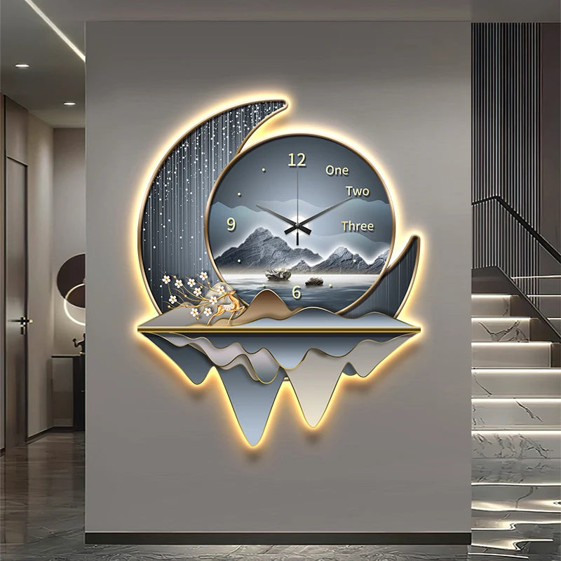 Painting Creative Clock Wall Lamp