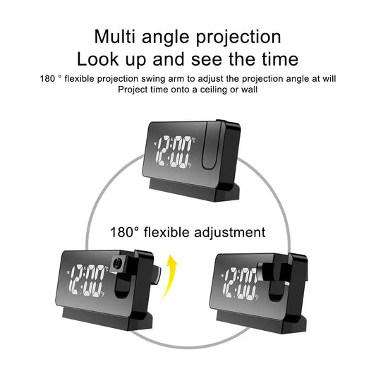 180° Rotation LED Digital Alarm Clock