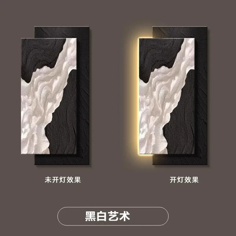 Three Dimensional Sandstone Texture Hanging Painting Room Decoration Interior Wall Light Wall Art Bedroom Decoration Led Lights